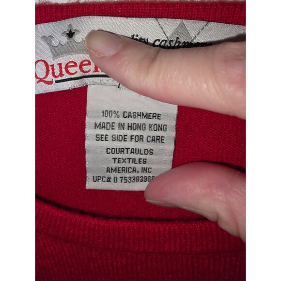 Queen Of Scots Red Cashmere Sweater Womens Long Sleeve Knit Top Size Large - Picture 8 of 8